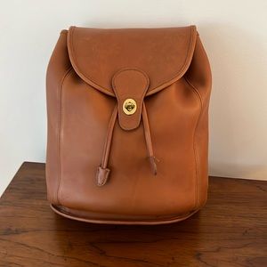 Vintage 90s Coach Large Backpack Travel Weekender Rucksack in British Tan XL